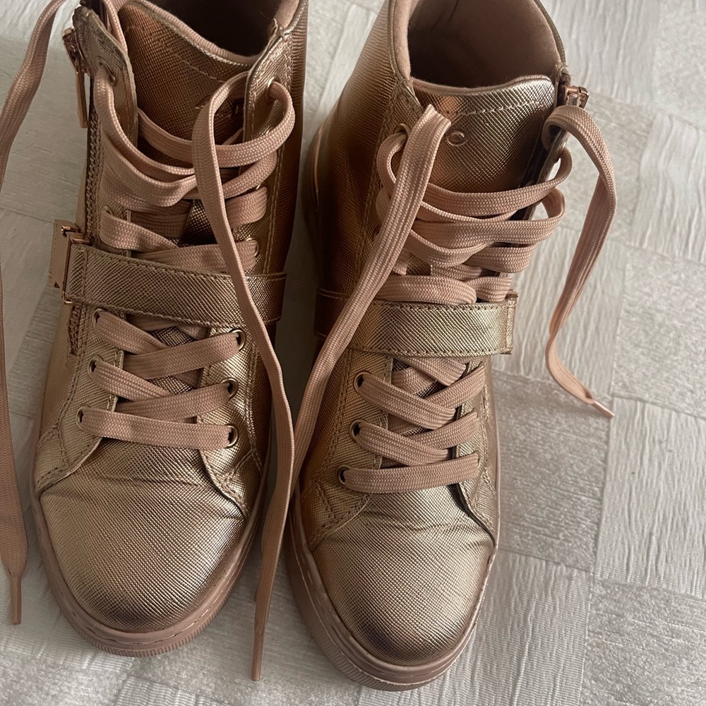 Aldo Rose Gold High-Top Sneakers